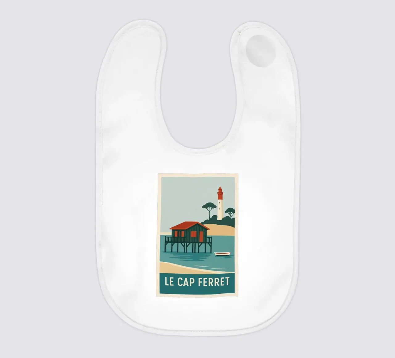 Cap Ferret - capanna su palafitte e iconico faro bavaglino da JETLAG | affiches voyage