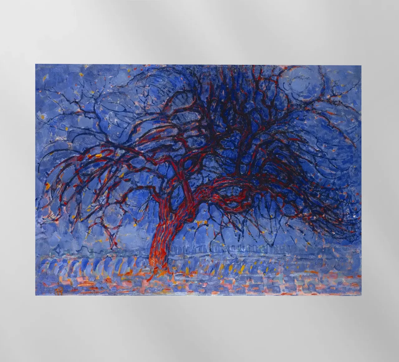 Mondrian's Red Tree - Fauvist Expressionist Landscape backlit film by NorwesClub