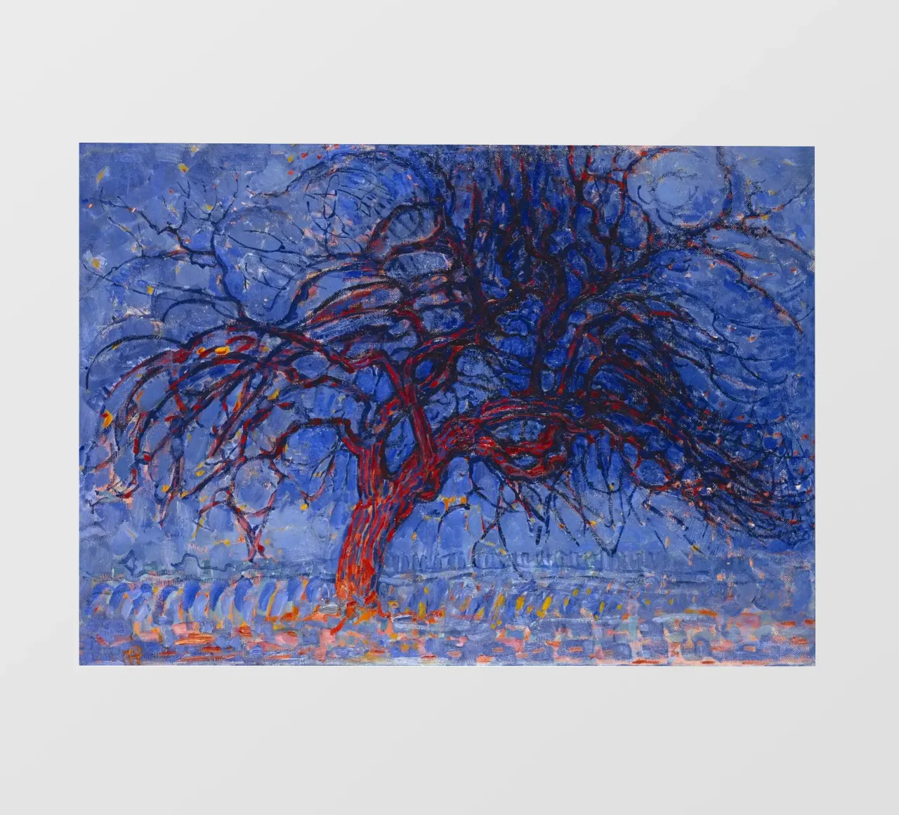 Mondrian's Red Tree - Fauvist Expressionist Landscape backlit film by NorwesClub