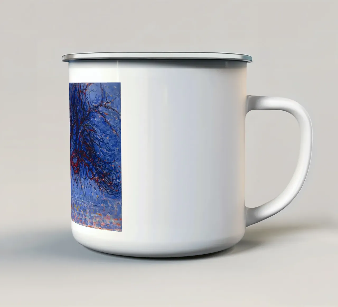 El árbol rojo de Mondrian - Paisaje expresionista fauvista taza de esmalte de NorwesClub
