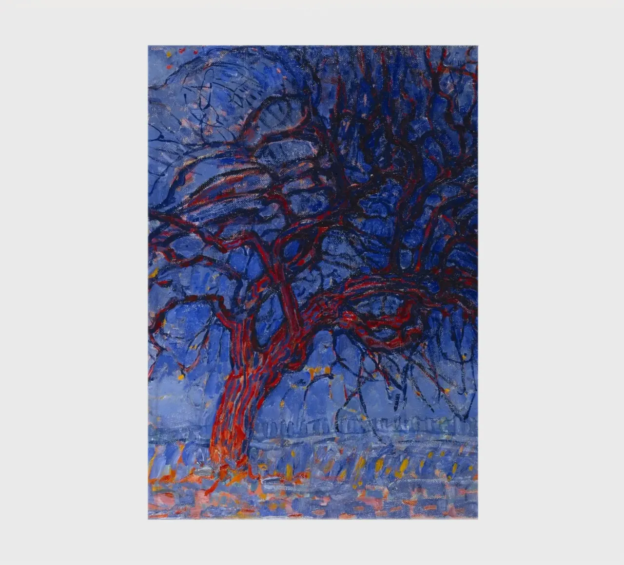 Mondrian's Red Tree - Fauvist Expressionist Landscape notebook by NorwesClub