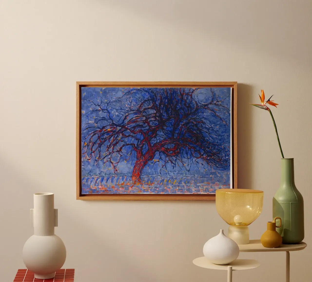 Mondrian's Red Tree - Fauvist Expressionist Landscape canvas by NorwesClub