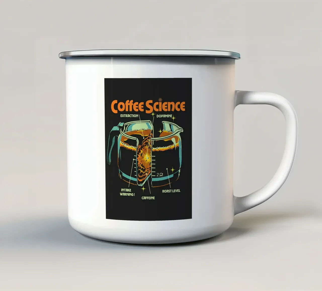 Ciencia del café taza de esmalte de mitom