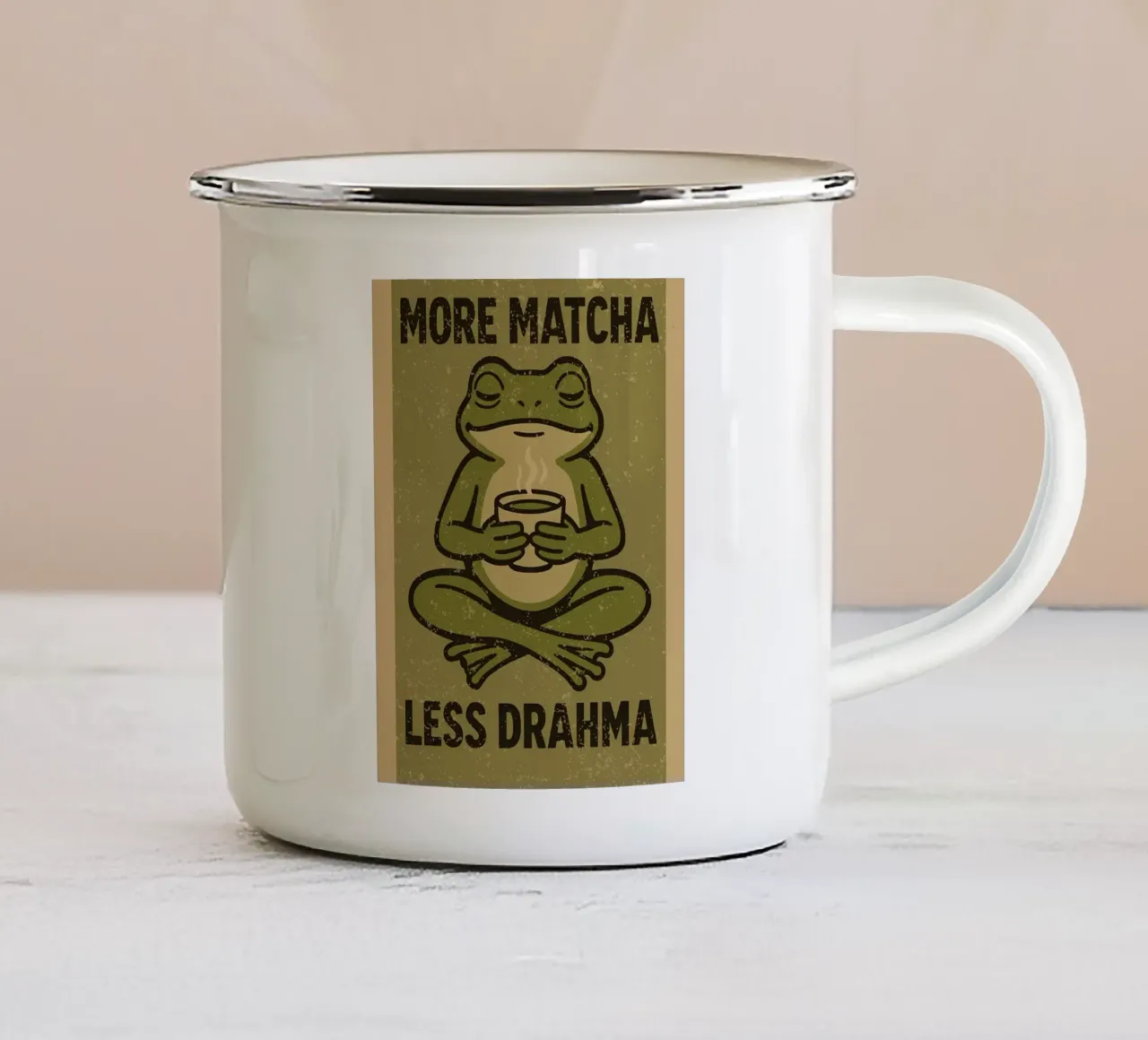 Più matcha meno Drahma tazza in smalto da mitom