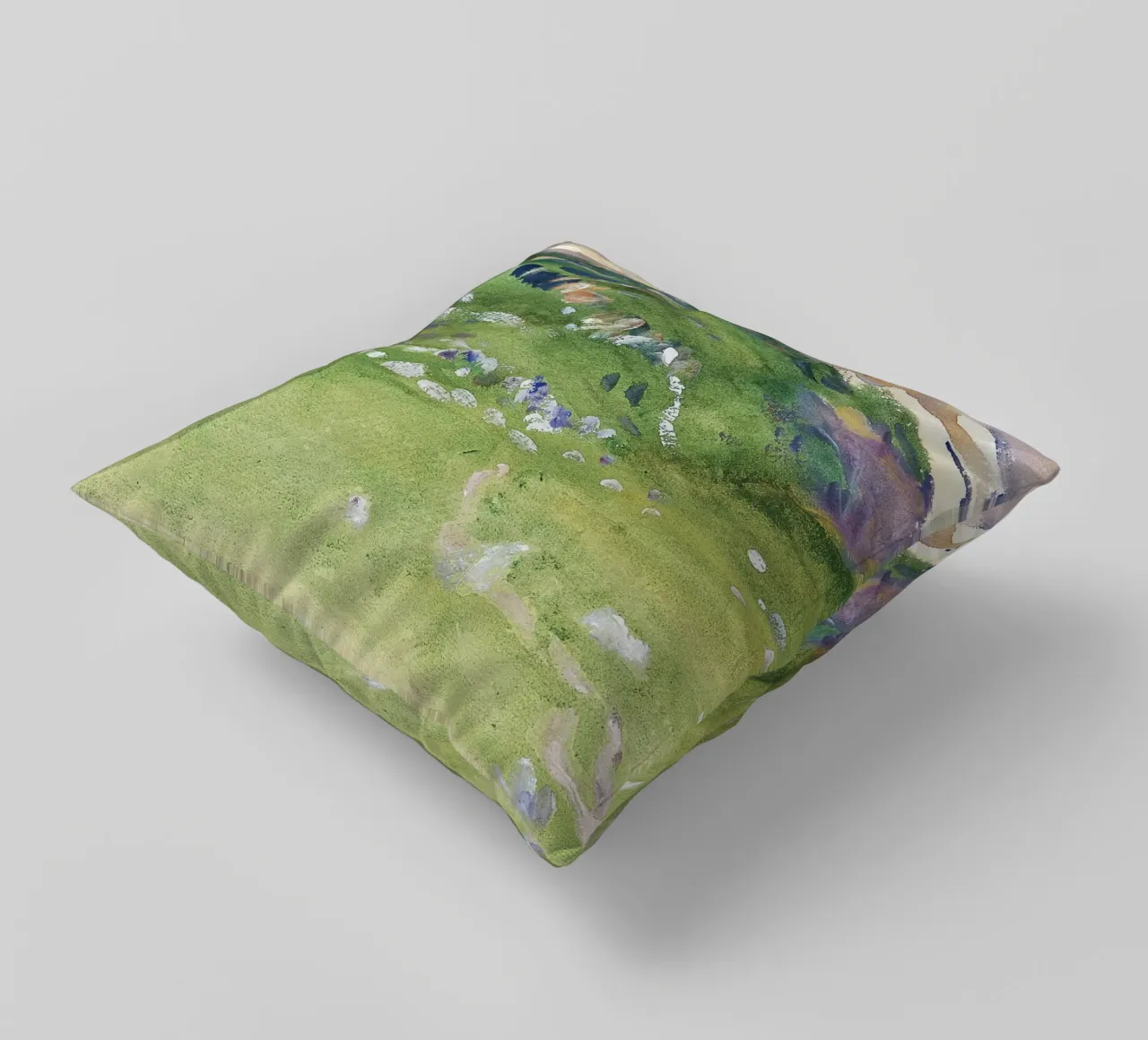 Colline verdi e vibranti - Paesaggio impressionista ad acquerello cuscino da NorwesClub