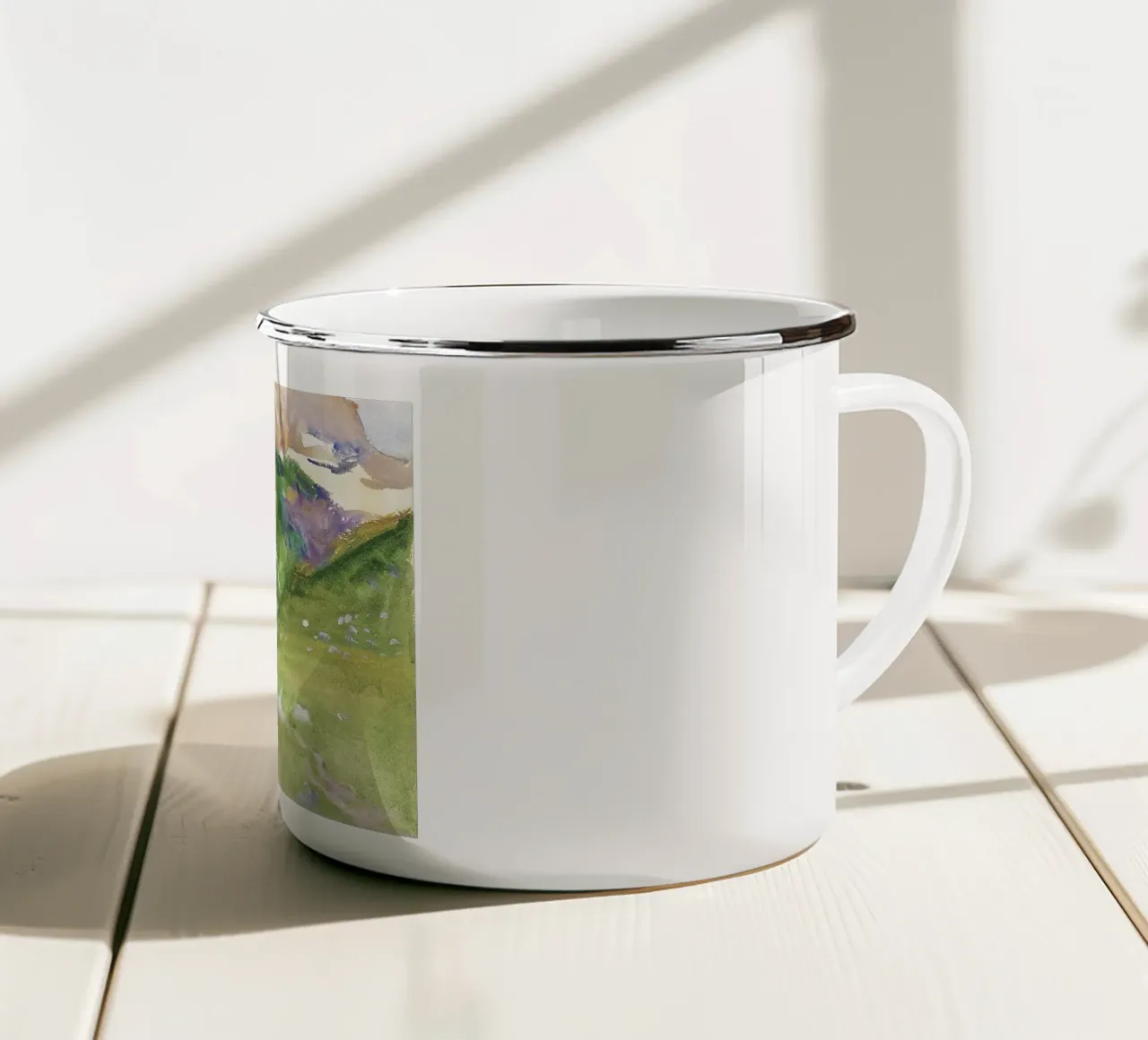 Colline verdi e vibranti - Paesaggio impressionista ad acquerello tazza in smalto da NorwesClub