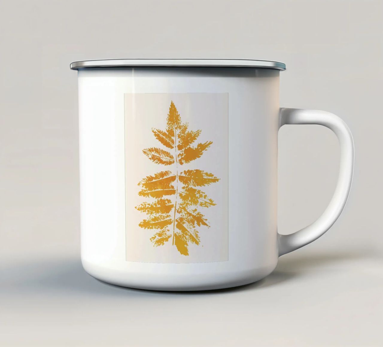 Stampa di foglie di quercia tazza in smalto da mitom