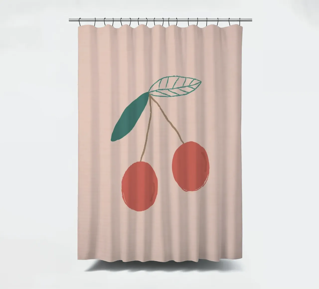Minimalistischer Kirschbaumzweig - Pastellrosa Obst Kunstdruck Duschvorhang von NorwesClub