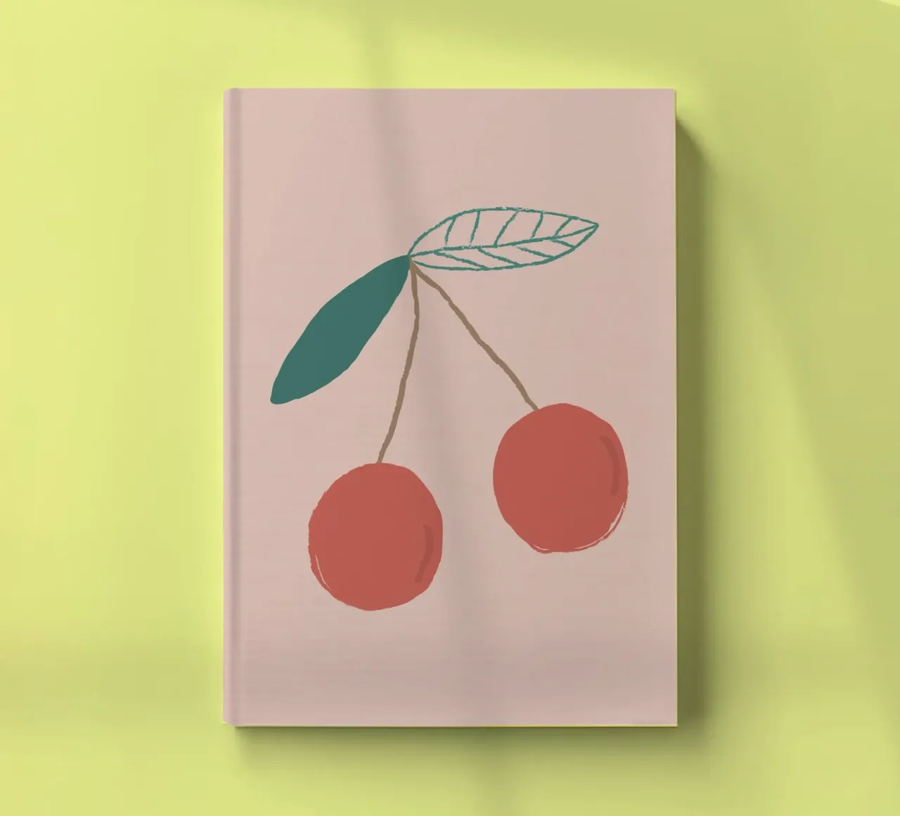 Minimalist Cherry Branch - Pastel Pink Fruit Art Print notebook by NorwesClub