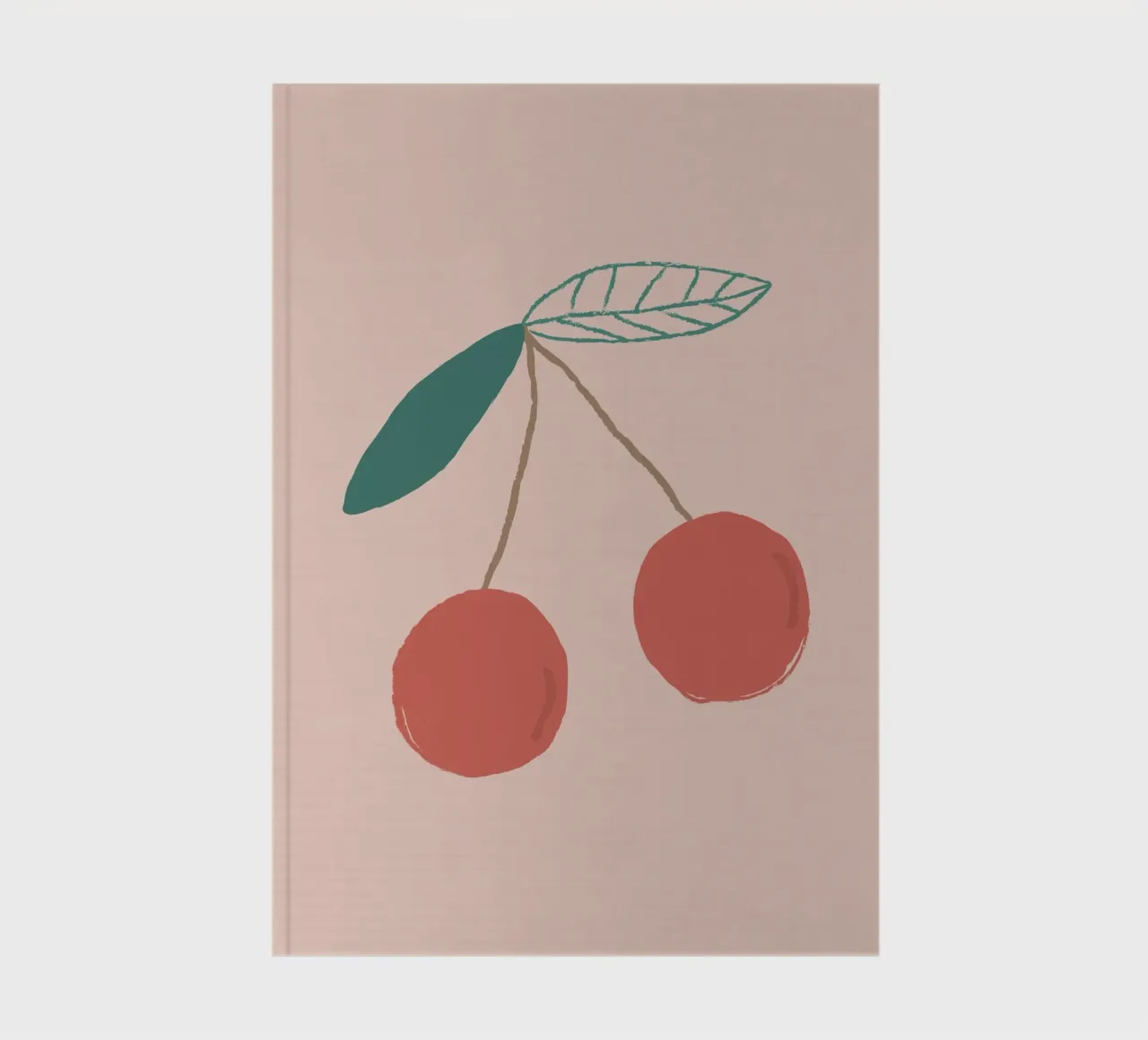 Minimalist Cherry Branch - Pastel Pink Fruit Art Print notebook by NorwesClub