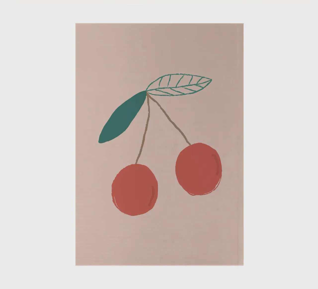 Minimalist Cherry Branch - Pastel Pink Fruit Art Print notebook by NorwesClub