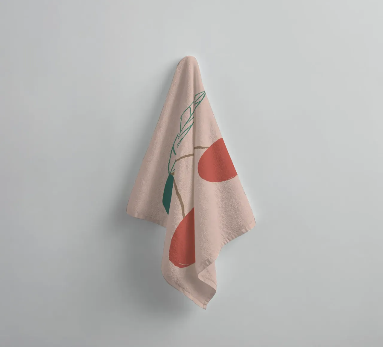 Minimalistischer Kirschbaumzweig - Pastellrosa Obst Kunstdruck Handtuch von NorwesClub
