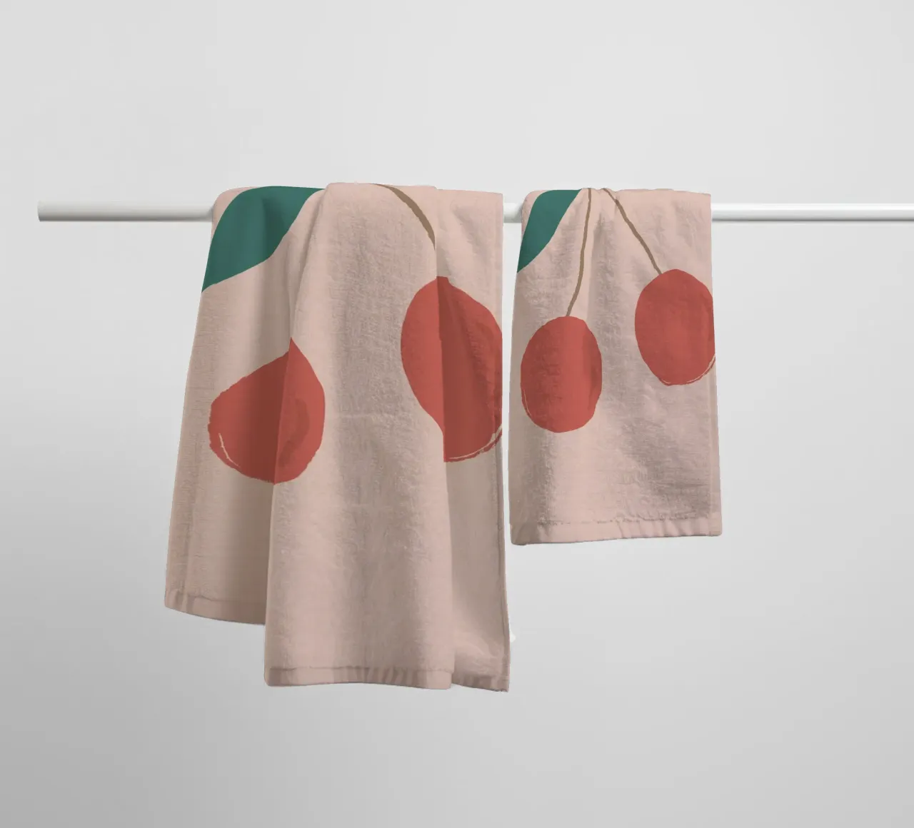 Minimalistischer Kirschbaumzweig - Pastellrosa Obst Kunstdruck Handtuch von NorwesClub