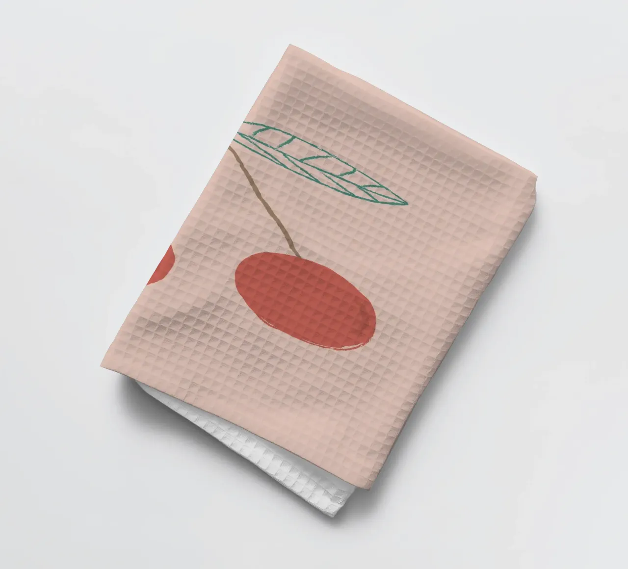 Minimalist Cherry Branch - Pastel Pink Fruit Art Print tea towel by NorwesClub