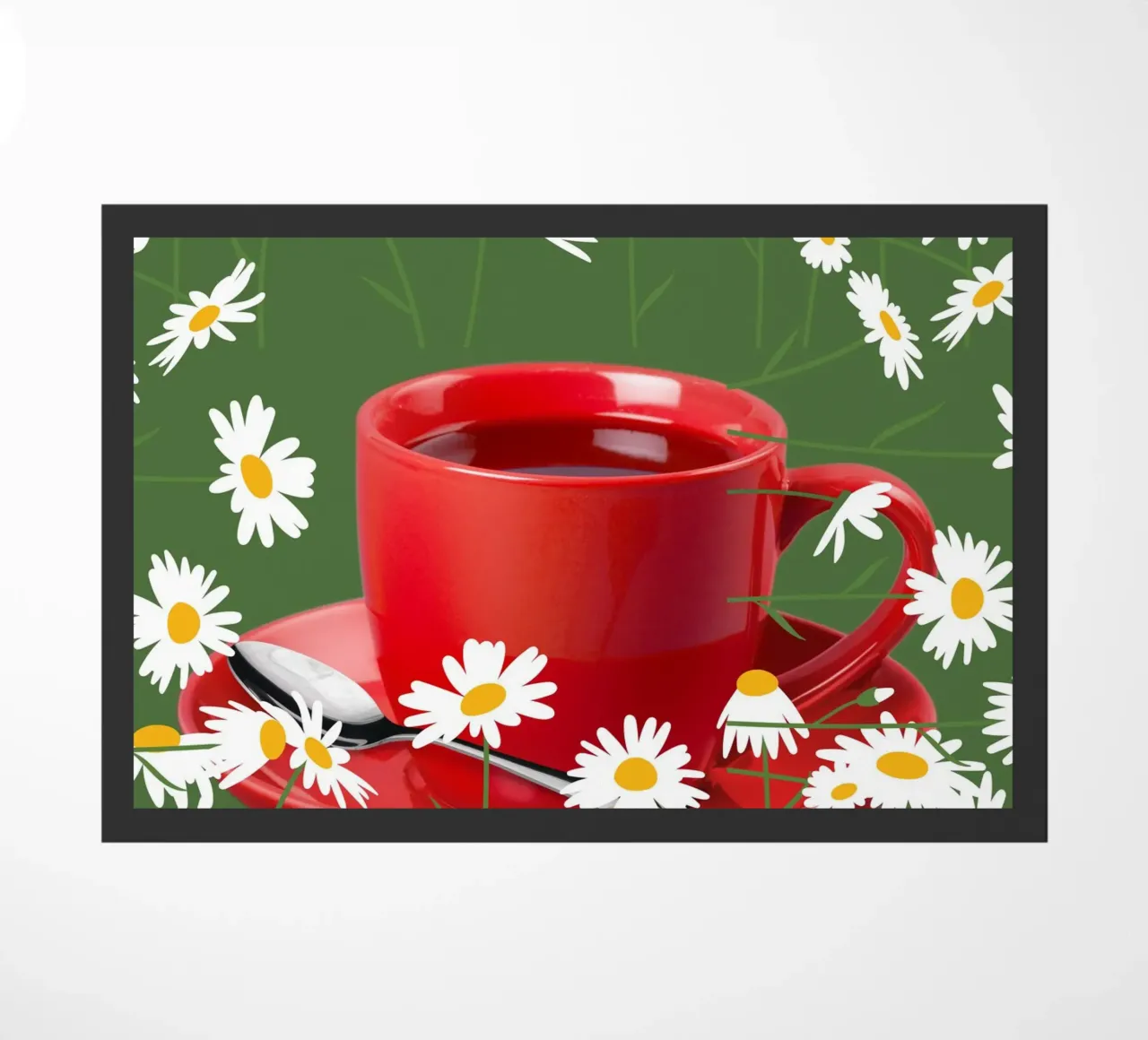 Bicchiere da tè in porcellana con fiori di camomilla - Murale verde, moda zerbino da StrindesignStudio