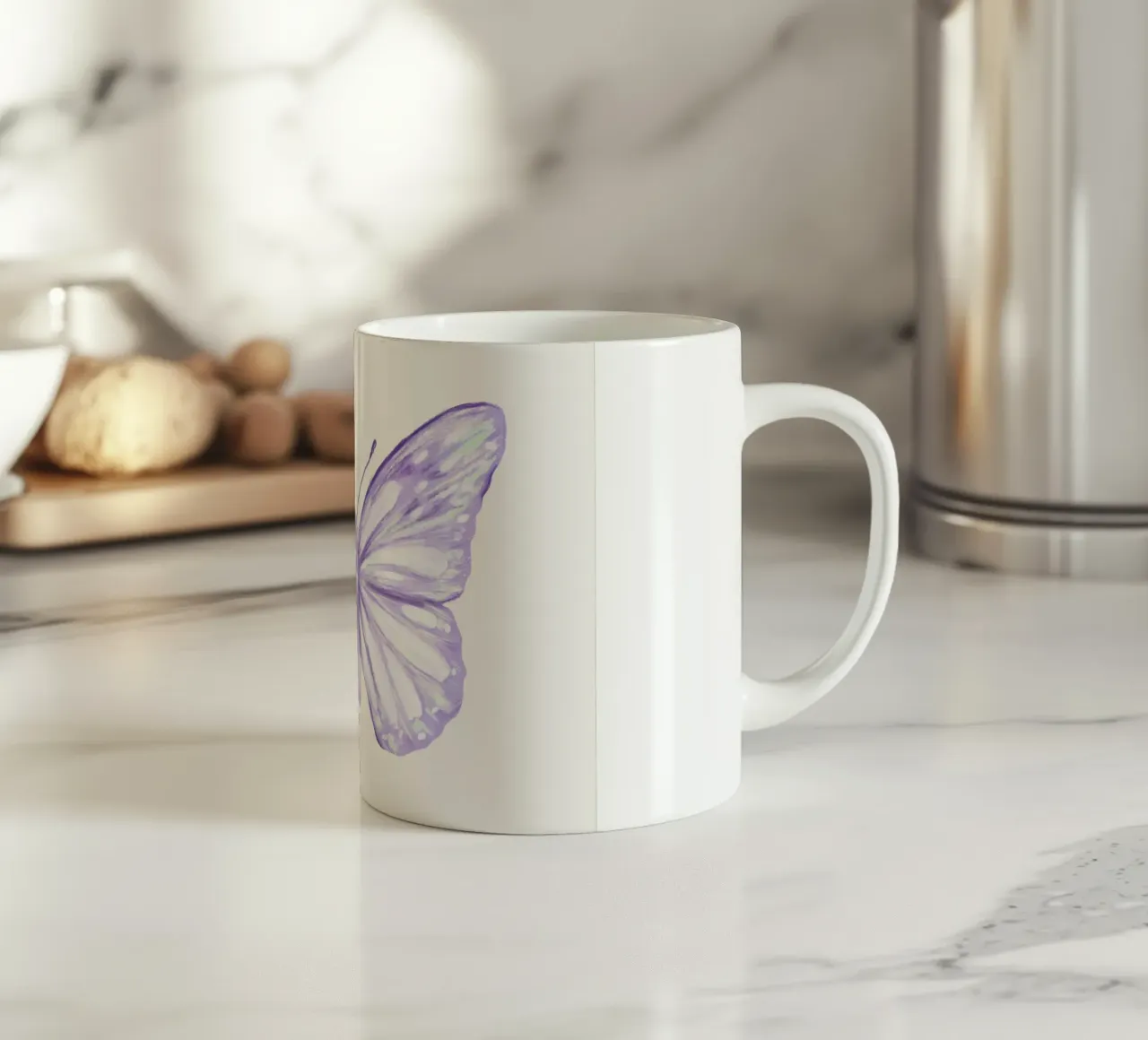 Ethereal Purple Butterfly - Pastel Whimsical Insect Art ceramic mug by NorwesClub