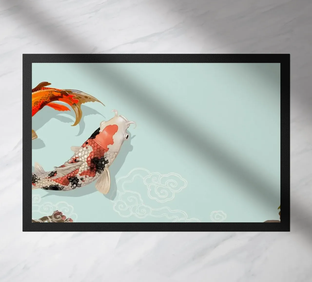 Yin Yang Koi Fish & Sakura - Japanese Art Harmony Print doormat by NorwesClub