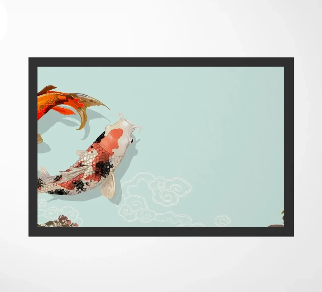 Yin Yang Koi Fish & Sakura - Japanese Art Harmony Print doormat by NorwesClub