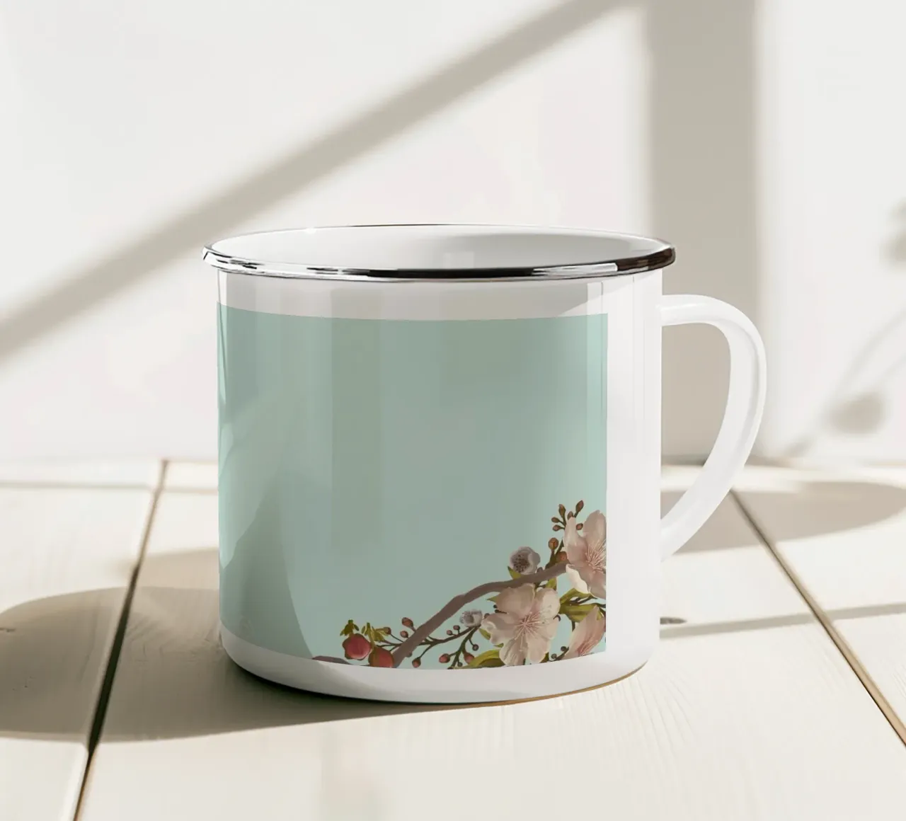 Pesce Koi e sakura Yin Yang - Stampa d'arte giapponese Harmony tazza in smalto da NorwesClub