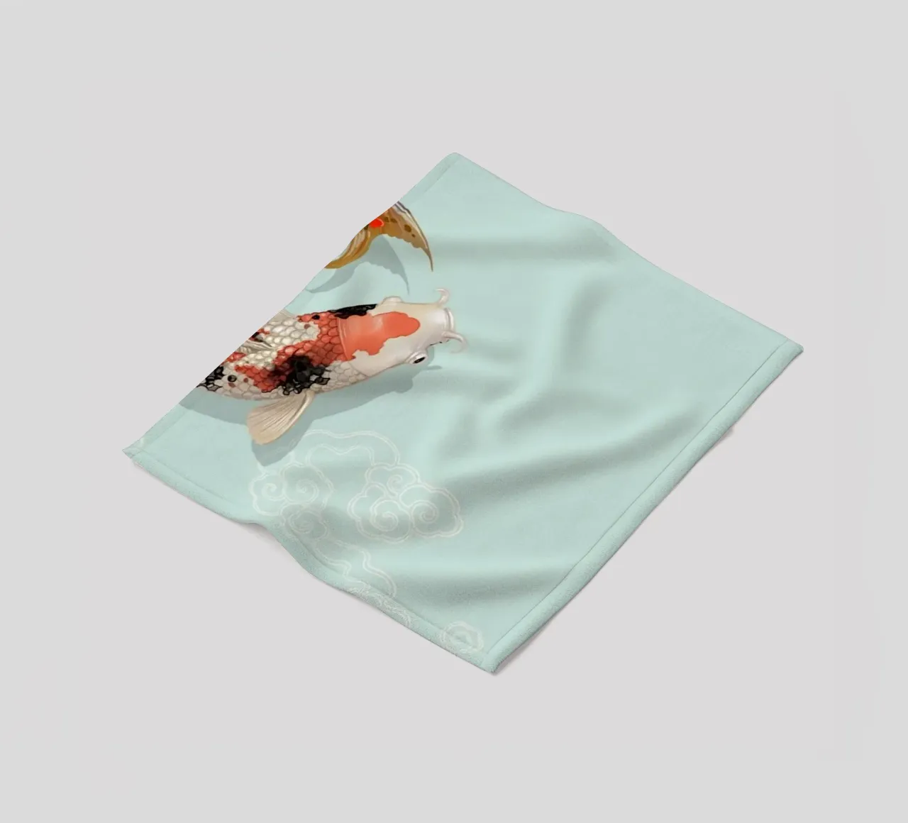 Yin Yang Koi Fish & Sakura - Japanese Art Harmony Print fleece blanket by NorwesClub