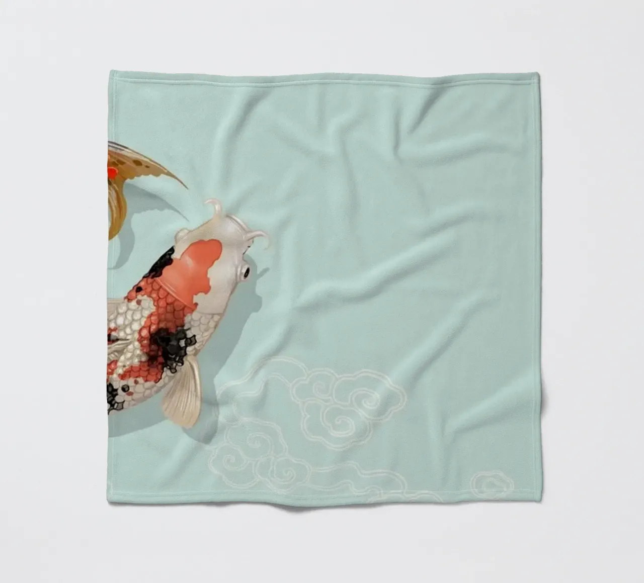 Yin Yang Koi Fish & Sakura - Japanese Art Harmony Print fleece blanket by NorwesClub