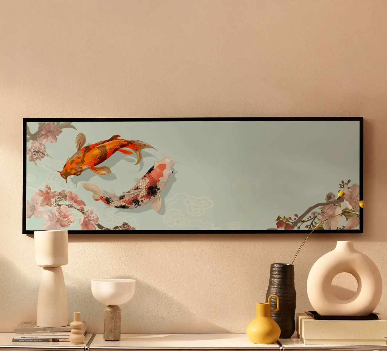 Yin Yang Koi Fish & Sakura - Japanese Art Harmony Print hahnemühle by NorwesClub
