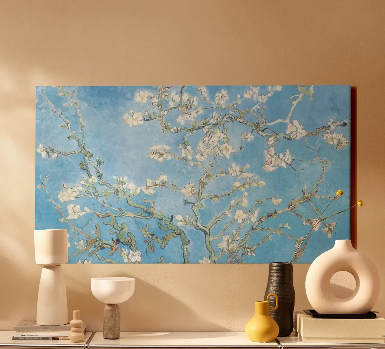 Van Goghs Amandelbloesems - Post-Impressionistisch Meesterwerk canvas met Baklijst van NorwesClub