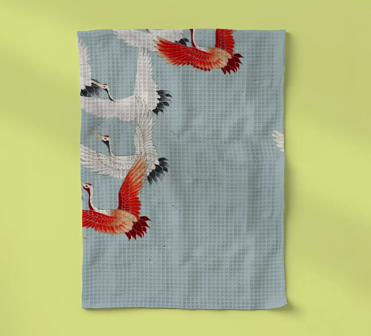 Flying Red-Crowned Cranes - Japanese Ukiyo-e Inspired Art tea towel by NorwesClub