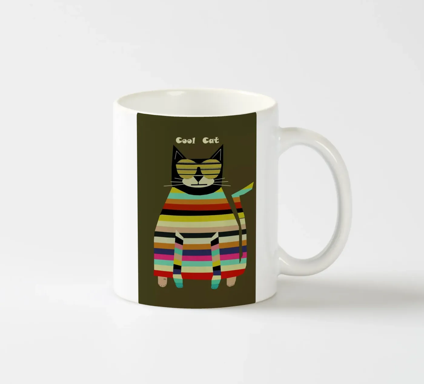 cool cat ceramic mug by Brian Buckley