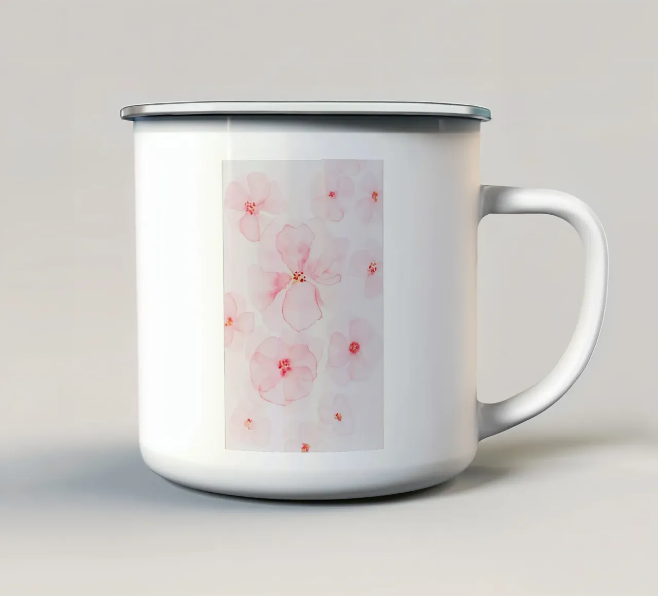 Pittura astratta di fiori - Rosa floreale tazza in smalto da Ingrid Beddoes