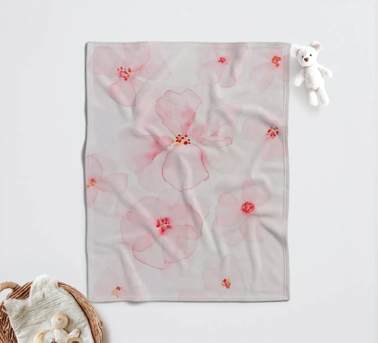Pittura astratta di fiori - Rosa floreale coperta in pile da Ingrid Beddoes