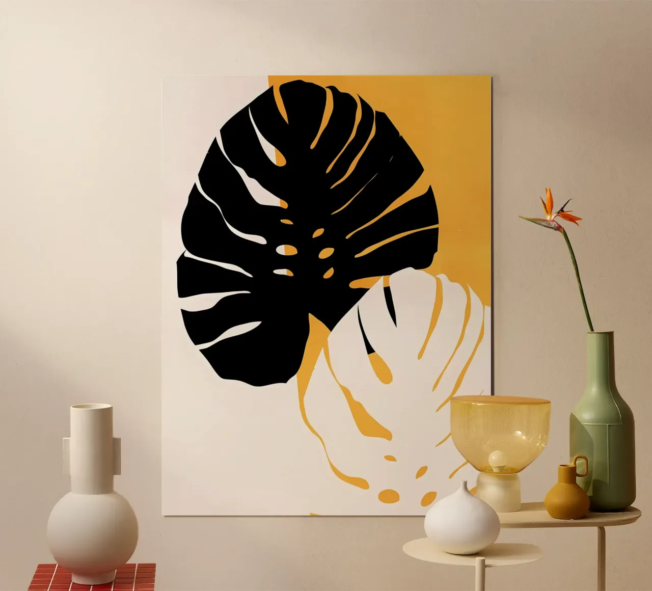 Monstera Leafs poster with aluminum frame by mitom