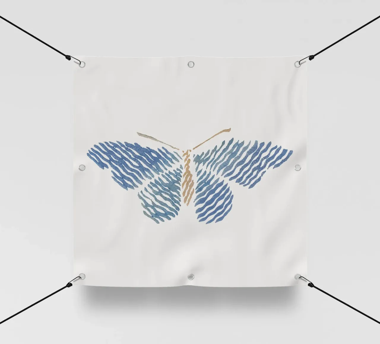 Papillon abstrait à rayures bleues - Art moderne minimaliste bâche pvc de NorwesClub