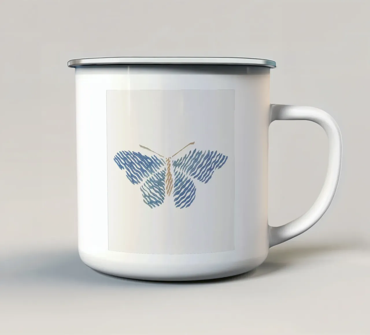 Farfalla astratta a righe blu - Arte moderna minimalista tazza in smalto da NorwesClub