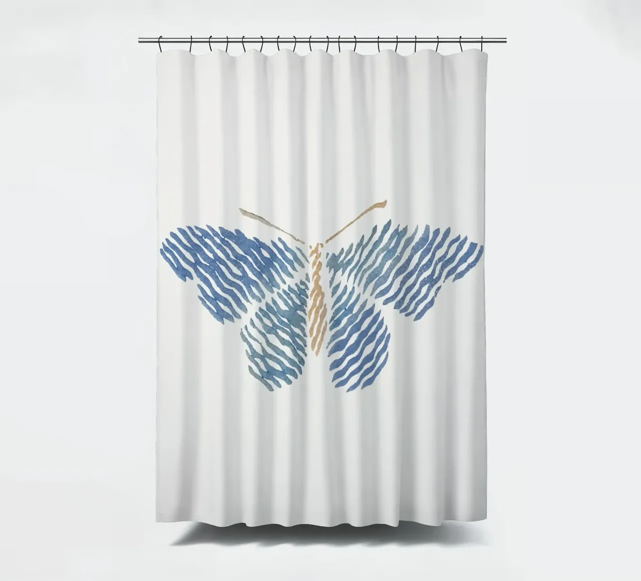 Abstract Blue Stripe Butterfly - Modern Minimalist Art shower curtain by NorwesClub