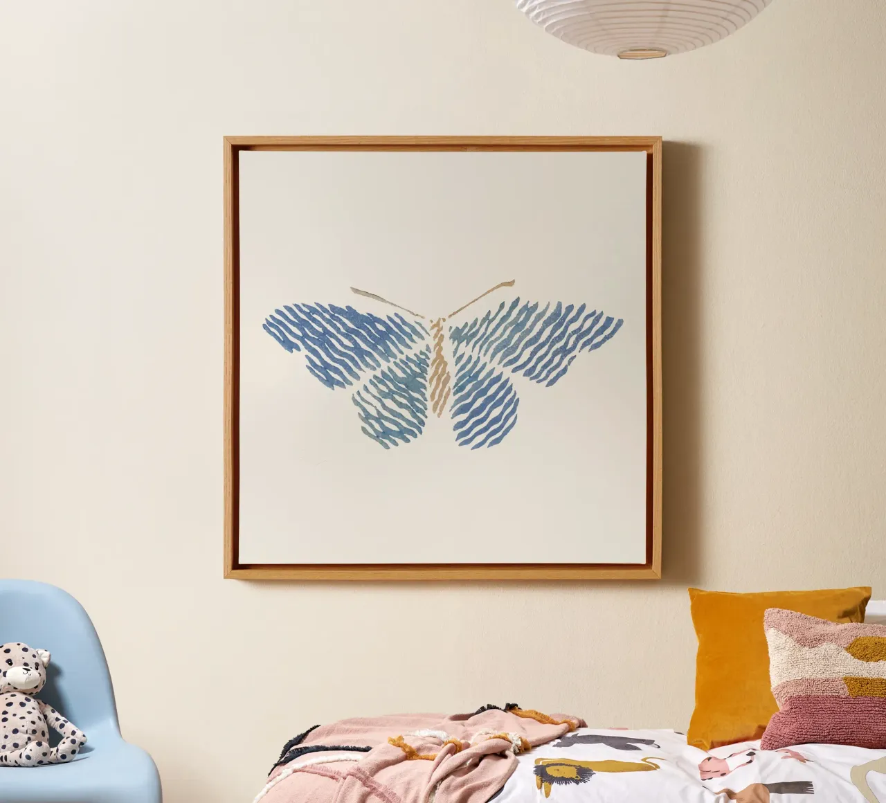 Abstract Blue Stripe Butterfly - Modern Minimalist Art canvas by NorwesClub