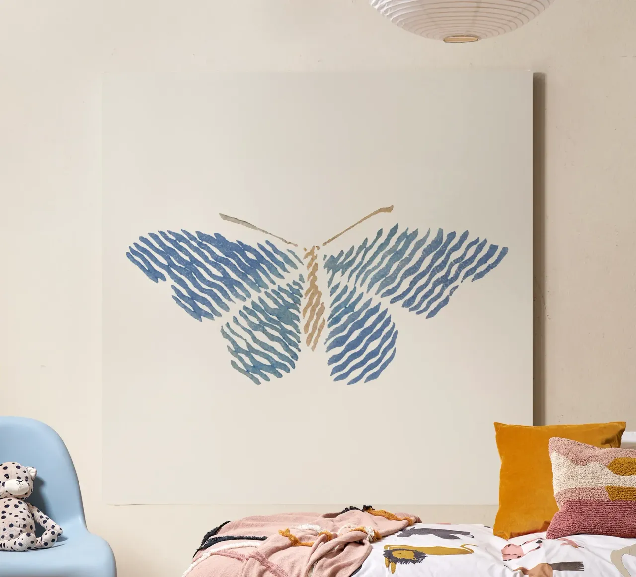 Abstract Blue Stripe Butterfly - Modern Minimalist Art canvas by NorwesClub