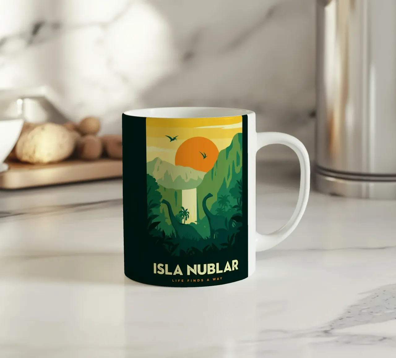 Isla Nublar La vita trova un modo tazza in ceramica da Alice Slatera
