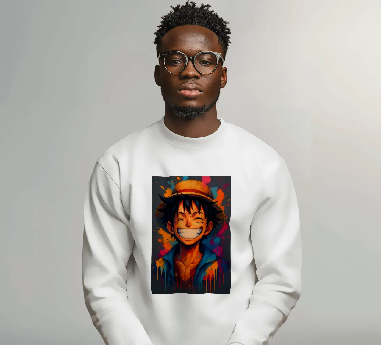 Monkey d Luffy grande sorriso wathercolor felpa da BONANZA