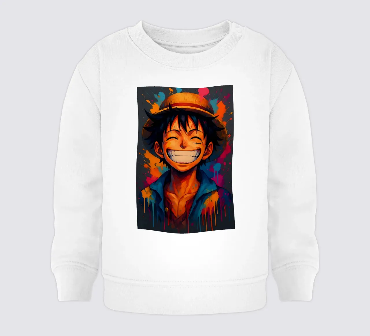 Monkey d Luffy grande sorriso wathercolor felpa neonato da BONANZA