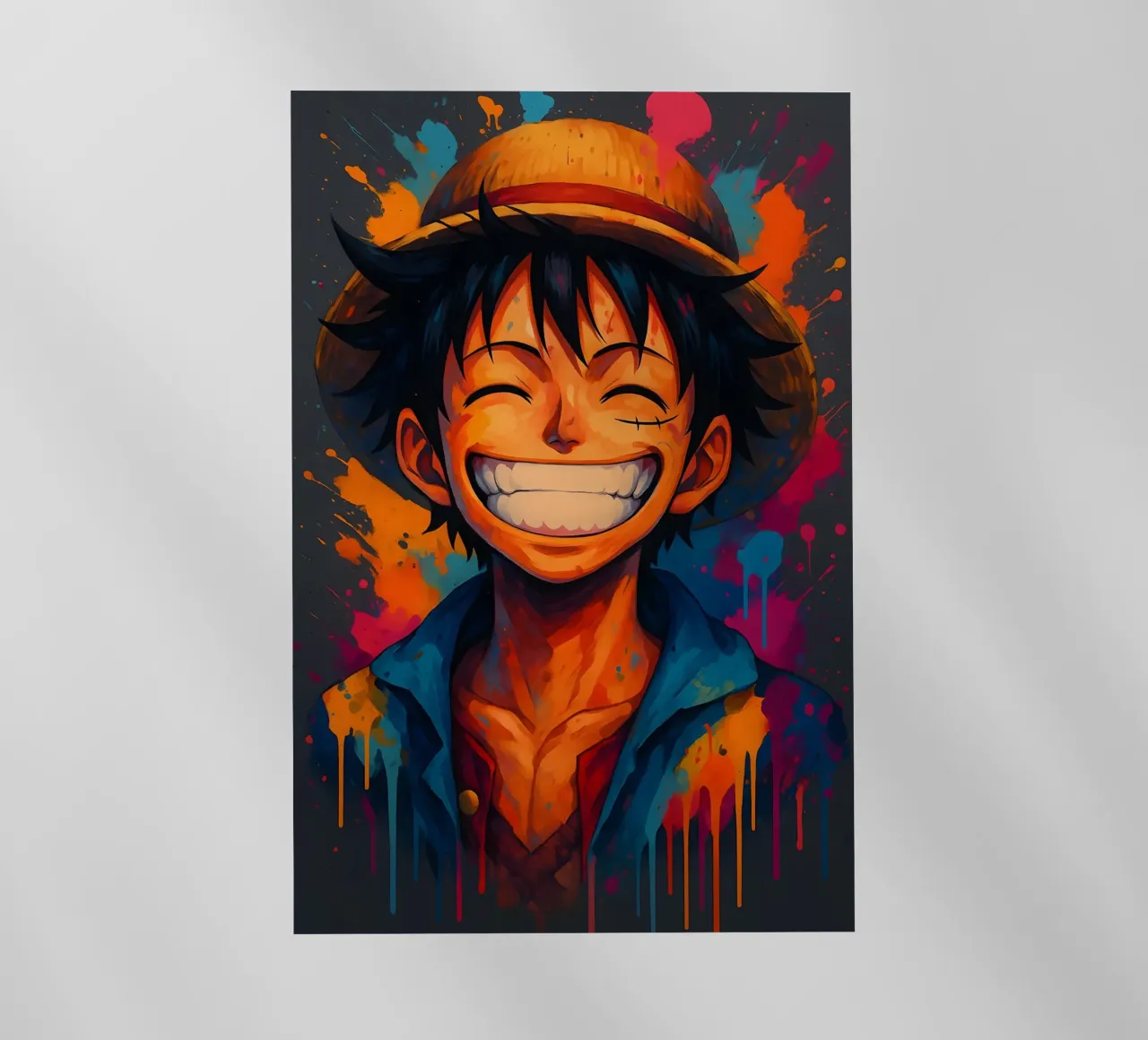 Monkey d Luffy grande sorriso wathercolor pellicola backlit da BONANZA