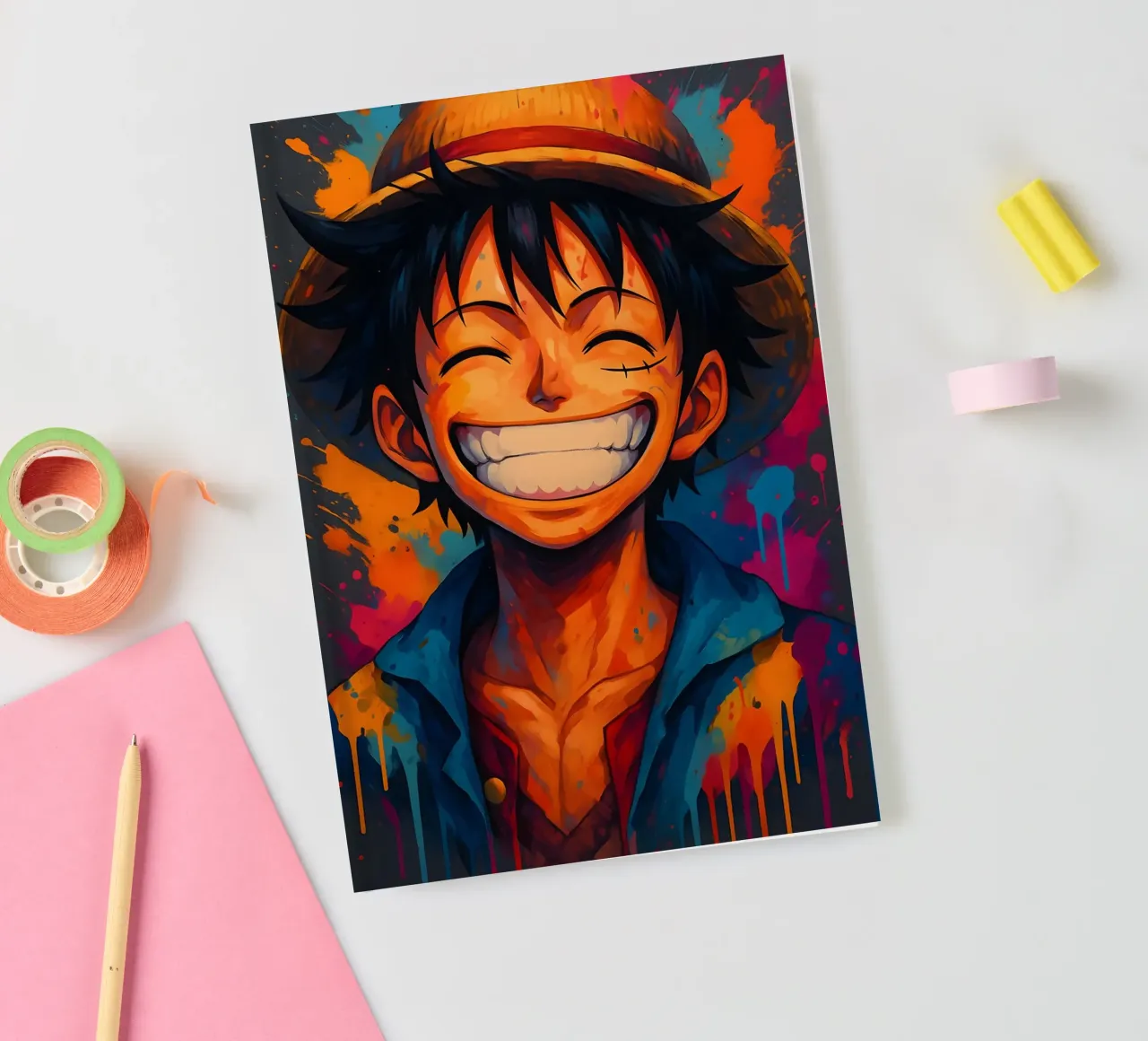 Monkey d Luffy big smile wathercolor notebook by BONANZA