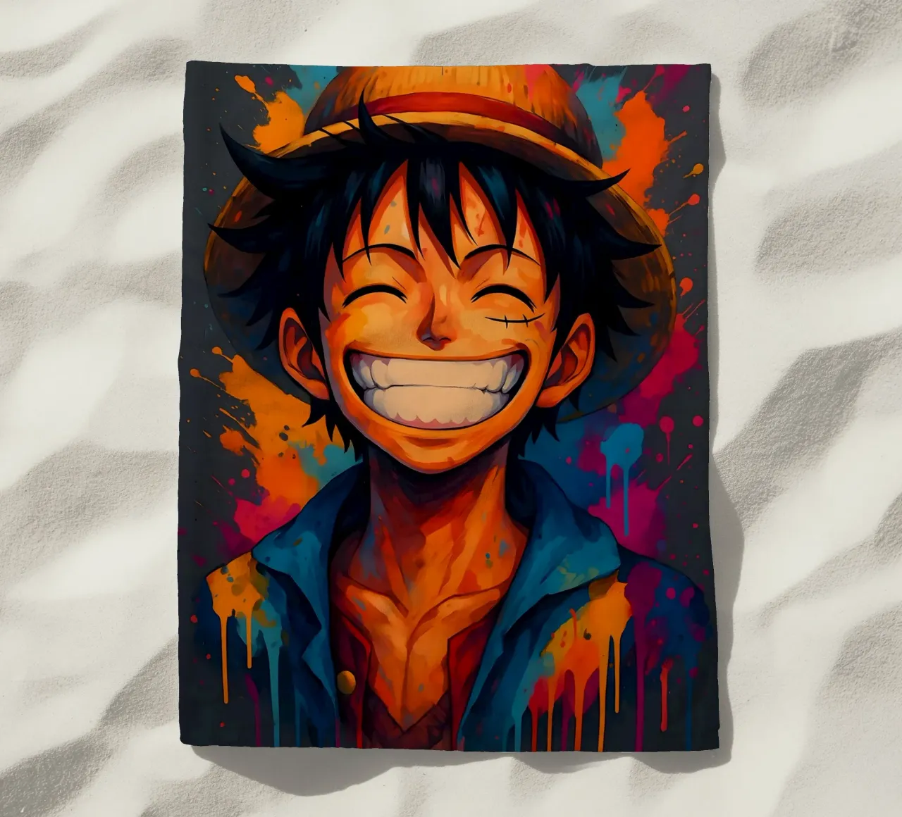 Monkey d Luffy grande sorriso wathercolor telo mare da BONANZA