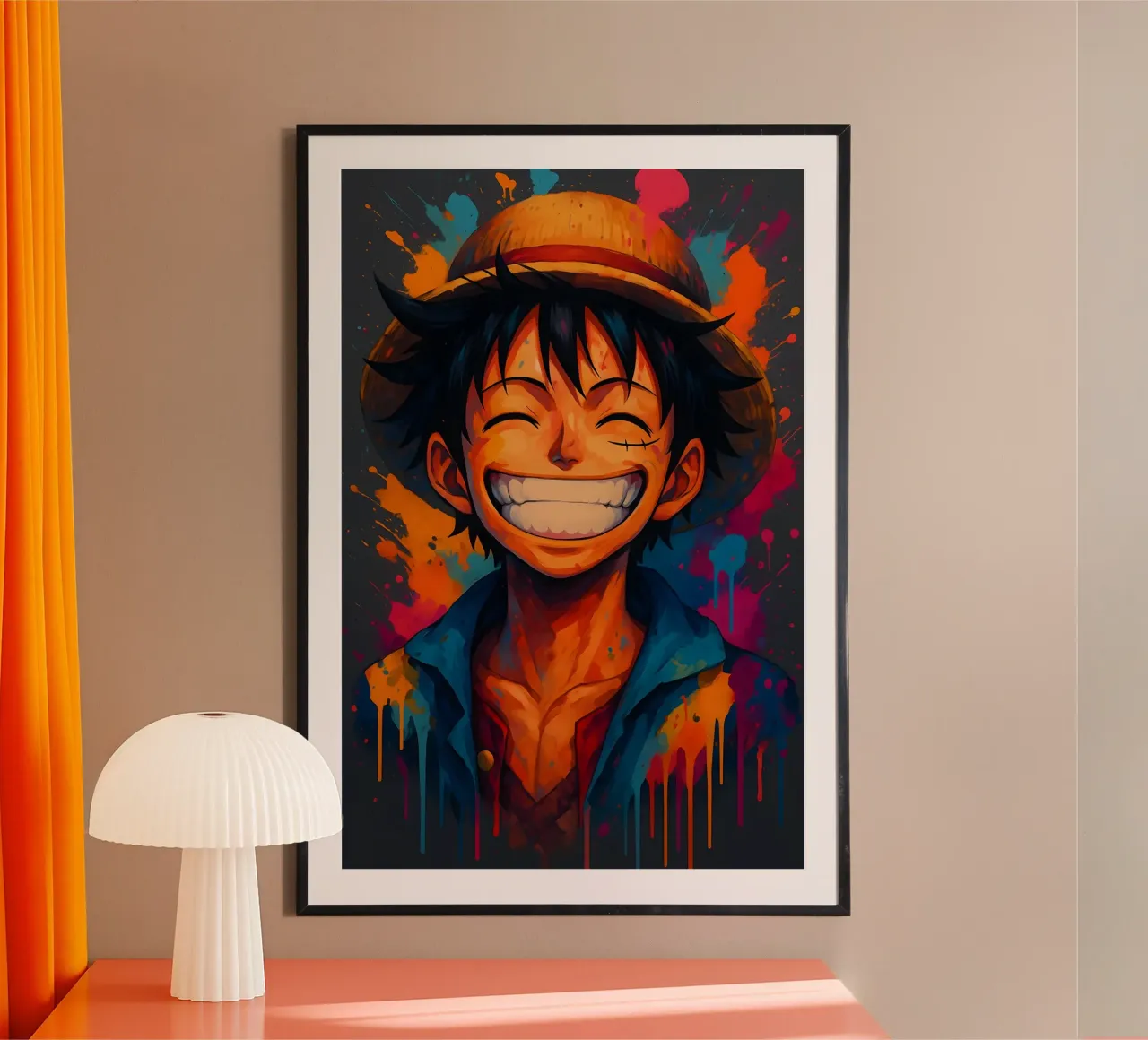 Monkey d Luffy grande sorriso wathercolor carta hahnemühle da BONANZA
