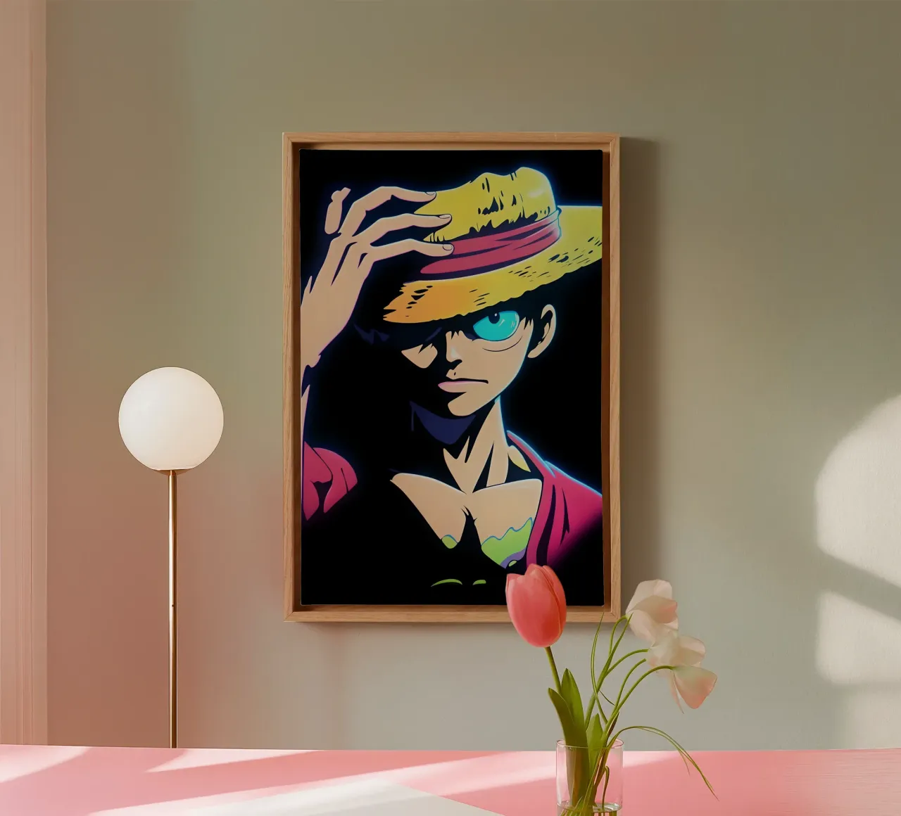 Monkey d Luffy neon scuro tela con Cornice a cassetta da BONANZA