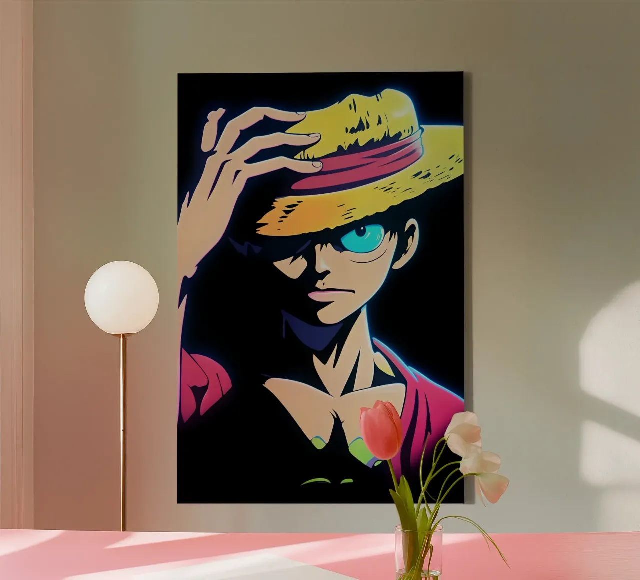 Monkey d Luffy neon scuro tela con Cornice a cassetta da BONANZA