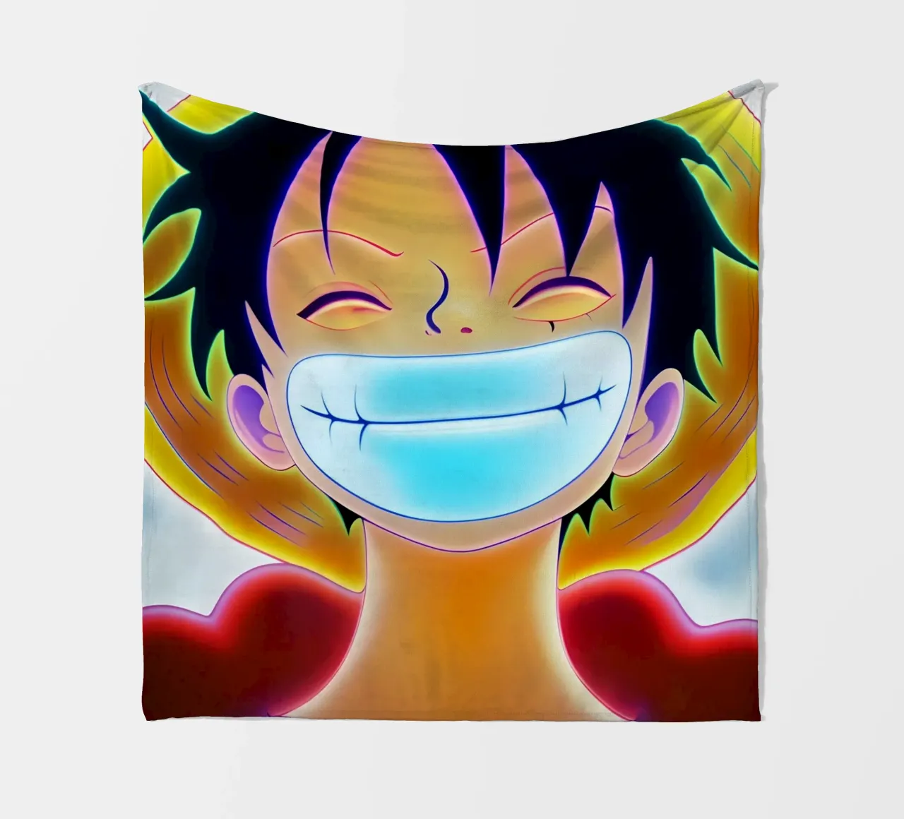 Monkey d Luffy sorriso d'oro arte al neon coperta in pile da BONANZA