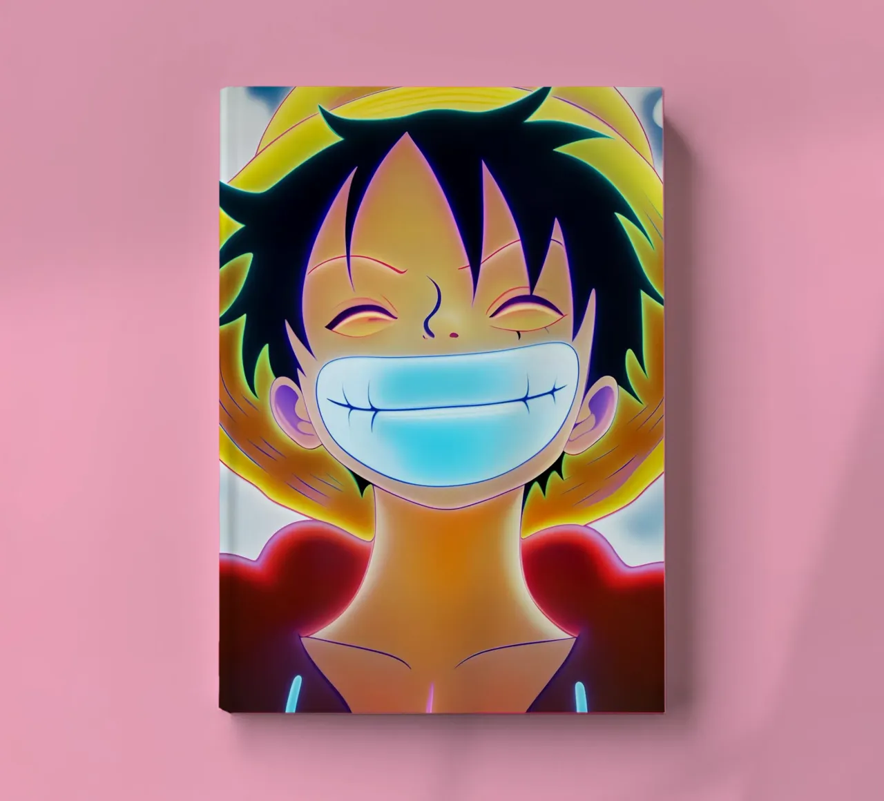 Monkey d Luffy gold smile neon art notebook by BONANZA