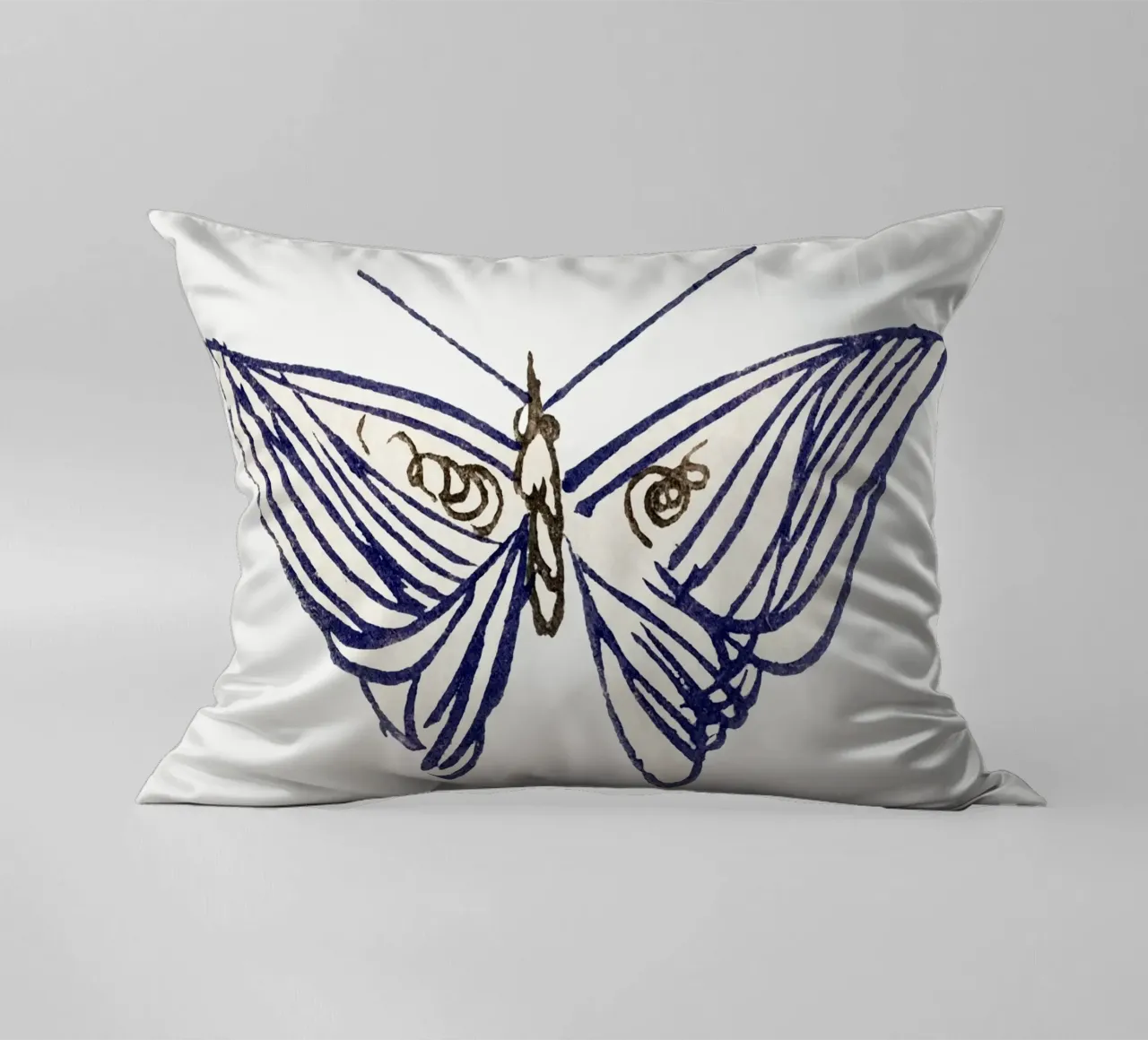 Ink Line Butterfly - Minimalist Japanese Art Print decorative cushion by NorwesClub
