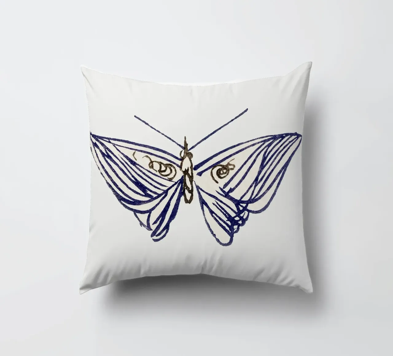 Ink Line Butterfly - Minimalist Japanese Art Print decorative cushion by NorwesClub